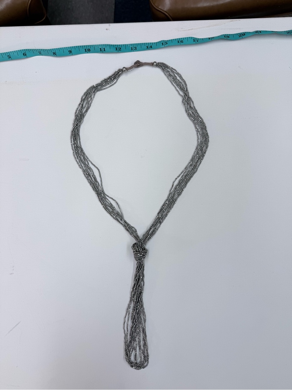 Multi-Strand Silver Knotted Tassel Necklace - Women Jewelry